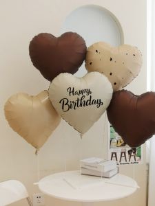 Simple Heart Shaped Birthday Decorations Indoor Tabletop Balloon Columns Party Supplies One Year Old Birthday Scene Arrangement