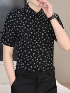 HENGYUANXIANG | Hengyuanxiang Mens Floral Short Sleeve Shirt Casual Fashion No Ironing Anti Wrinkle Dad Style Summer New Arrival Standard Fit