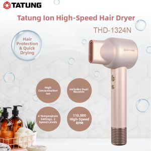 TATUNG | Ion Plasma High Speed Hair Protecting Quick Drying No Hair Suction Blow Dryer