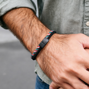 Unique Men Bracelet Bangle A Grade String Stainless Steel Detachable Magnet Buckle Bohemia Bicolor Rope Braslet Nautical Braclet