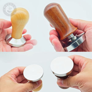 NEOUZA Calibrated Tamper Espresso Coffee 51mm 53mm 58mm Tamper Professional Pressure Coffee Press Hammer - 304 Stainless Steel Flat Base with Spring Loaded Wooden Handle for Barista