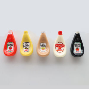 5Pcs 1/6 Scale Creative Imitation Ketchup Bottle Fridge Magnets With Magnet Strong Magnetic for Home Kitchen Refrigerator Decor