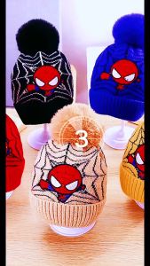 Mũ len bé trai 3-8 tuổi bên trong lót nỉ cản gió siêu ấm mũ len Spider man có cù bông siêu yêu Pama STORE ML07