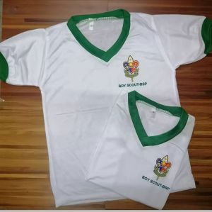 Boy Scout BSP White T-Shirt with Green Trim and Logo for Kids