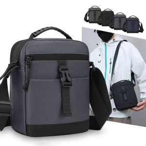 Mens Casual Oxford Messenger Sling Bag Small Zipper Crossbody Pouch Simple Mini Phone Side Shoulder Bag for Male Multi-layers Crossbody Bag with Adjustable Shoulder Strap