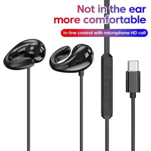 Tai Nghe Có Dây Dạng Kẹp Với Giắc Cắm Type C & 3.5mm Âm Thanh HD Có Micro Dùng Cho Điện Thoại Máy Tính Xách Tay Máy Tính Bảng - Tai Nghe Thể Thao