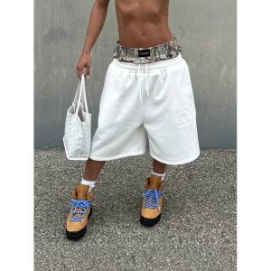 Quần Short Nam Ống Đứng Cotton Pha Trộn Dáng Rộng Phong Cách Đường Phố Mùa Xuân 2025 Quần Short Nam Phong Cách Mỹ Cổ Điển