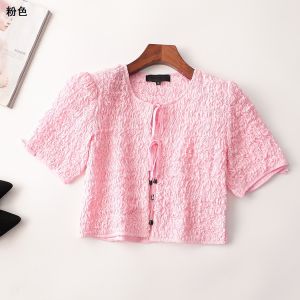 Summer Womens Short Sleeve round Neck Top Short Style Commute Style Other Fabric Regular Sleeve Other 100% Material