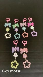 STIPA Gantungan Tas Mote Susun Pita Bunga Bintang Ganci Kunci Charm Souvenir Motor Cute Colorful Ribbon Flower Star Keychain MOTSU LZ