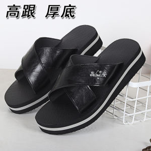 JingAn Mens Summer Outdoor Wear Anti-Slip Deodorant Thick Bottom Slippers Casual Versatile High Heel Slippers Home Comfort Shoes