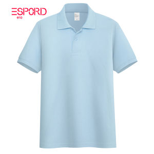 Pure Color Polo Shirt Mens T-Shirt Short-Sleeved Lapel Loose Clothing for Middle-Aged Dad Customized Thin Business Summer Sky Blue T