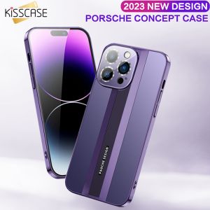 Kisscase Sang Trọng Frost PC Trường Hợp Đối Với iPhone 14 Pro Max Ith tấm dán bảo vệ ống kính Mạ Điện Matte Ốp lưng cho Apple 14 13 12