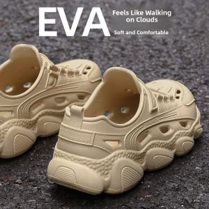 Mens Summer Outdoor Wear Anti-Slip Odor-Resistant Water Shoes Driving Fishing Trekking Sandals Hole Hole Slippers Simple Style EVA Material