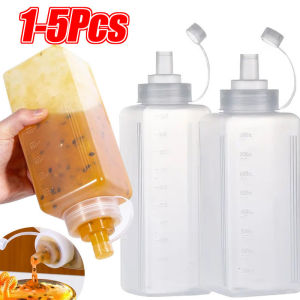 5Pcs 1000ml Kitchen Sauce Squeezing Bottles / Leak-proof Plastic Condiment Bottles / Kitchen Ketchup Salad Oil Bottles