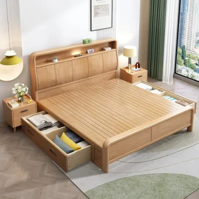 Scandinavian Design Solid Wood Double Bed 1.8m