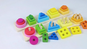 Montessori ของเล่นไม้เรียงลําดับ ซ้อนกัน ของเล่น เพื่อการเรียนรู้ ทรงเรขาคณิต