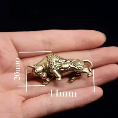 2026 Retro Brass Cow Ornaments Home Decor Miniature Desktop Figurines Vintage Animal Statue Living Room Office Desk Decorative