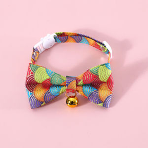 Pet Bronzing Chinese Style Xiangyun Adjustable Anti-Suffocation Bow Tie Collar Cat Dog Japanese Style Bell Bows Chain
