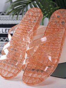 Mùa Hè Mới Nữ Dép Đế Phẳng Pha Lê Thời Trang Xuyên Thấu Gót Thấp Chống Trơn Trượt Khử Mùi Thoải Mái Dép Chéo Dây Đeo Vai