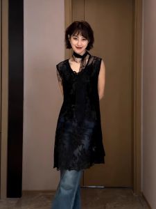 plus Size Lace Hollow out Vest Womens Summer Loose Slimming Base Layer Top Pure Color Commute Style Casual Wear