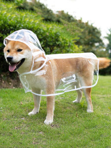 Pet Clothes Teddy Dog Raincoat Shiba Inu Medium-Sized Dog Small Size Dogs Dog Walking Transparent Poncho Waterproof Large Golden Retriever