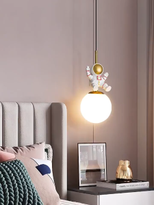 Đèn Thả Trần Phi Hành Gia Sáng Tạo Đèn Treo Đầu Giường Phòng Ngủ Đơn Giản Theo Phong Cách Bắc Âu Có Chụp Đèn Hình Mặt Trăng Đèn Trần Đèn Chùm Đầu Giường Led Hiện Đại
