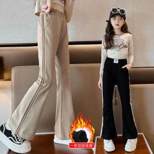 Girl Velvet Pants Thickened Fall and Winter Kids Children and Teens Trousers Outwear Girl Western Style Leisure Winter Bell-Bottom Pants