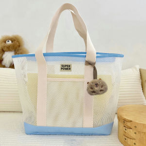 Large Capacity Transparent Mesh Handbag Womens Travel Bag Toiletry Storage Bag Single Shoulder Fitness Swimming Suit Bag