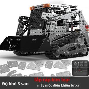 Xe Xúc Lật Bánh Xích Điều Khiển Từ Xa 2.4G 10 Kênh Tự Lắp Ráp (RC) 008 Bằng Thép Không Gỉ Mô Hình Xe Nâng Xe Ủi Cần Cẩu Bằng Kim Loại Dành Cho Bé Trai