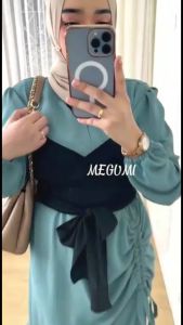 Midi Dress Terbaru Levia Bahan Crinkle Airflow Premium Fashion Wanita Muslimah Remaja Kekinian