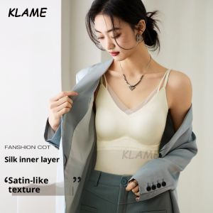 KLAME M-2XL ขนาดพิเศษผู้หญิงตาข่ายผ้าซาตินฝรั่งเศสเสื้อบังทรงบางไร้รอยต่อยกทรง KLM1395เสื้อ