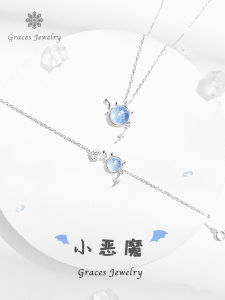 Personalized Engraved Silver Necklace Womens Clavicle Chain Devil Guardian Cute Gift for Girlfriend Fashion Jewelry Accessory