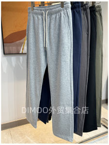 American High Street Mens Casual Pants Loose Straight Leg Grey Sweatpants Drapey Wide Leg Pants Fashionable Urban Style