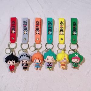 Bandai | Bộ 6 Móc Khóa Silicon 3D Dễ Thương Nhân Vật Anime Luffy Joe Barcelona Bauthpe Phụ Kiện Túi Xách Đồ Lưu Niệm