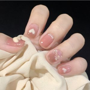 【2024 New】24Pcs Fake Nails Set With Glue and Design Long Nails DIY French Finger Nail Art COD