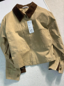 LIUBU | Áo Khoác Harrington Màu Be Sẫm Phong Cách Cổ Điển Mỹ Nam Nữ Mùa Xuân Cổ Xếp