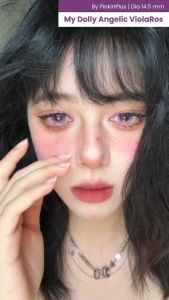 LOOKEYE SOFTLENS MY DOLLY ANGELIC SHINNY NOCHIOLA BLUE VIOLAROS 14.5MM SEPASANG NORMAL DAN MINUS -0.25 SD -10.00 BISA BEDA MINUS