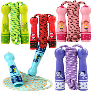 Toddler Jump Rope Wear Resistant Cotton Cord Length Adjustable Soft Skipping Rope With Smooth Handles For Kids Boys Girls