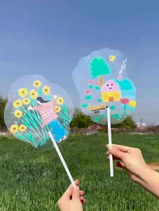 Transparent graffiti fan handmade plastic drawing fan childrens painting gifts hand fan