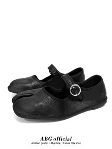 Super Soft Tabi Flat Bottom Mary Jane Shoes Minimalist Style Pigs Hoof Split-Toe Shoes Fashionable Casual Slip-On Womens Footwear