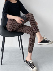 Printed Sharkskin Leggings Womens Outerwear Spring Autumn Thin High-waisted Tummy Control Butt-lifting Yoga Magic Pants