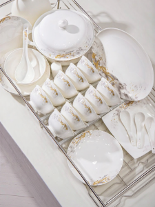 mornenjoy | Jingdezhen Chinese Style Elegant Ceramic Tableware Set for Housewarming Gift