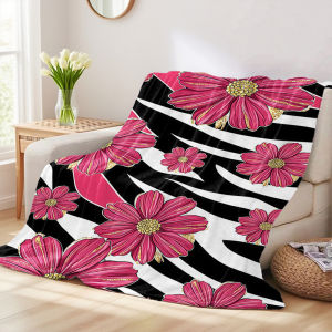 Beast Kingdom | Zebra Floral Printed Blanket Suitable For Sofa Beds Offices Travel Camping Chairs Warm Woolen Blankets