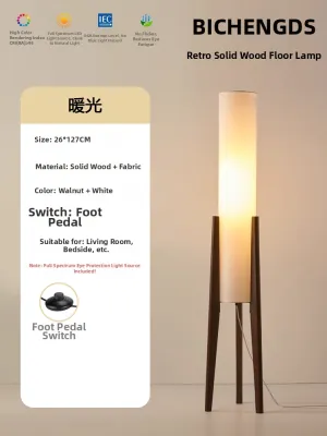 Wabi-Sabi Zen Style Floor Lamp Walnut Color Living Room Bedroom Tea Room Designer Sofa Decorative Floor Lamp Home Decoration