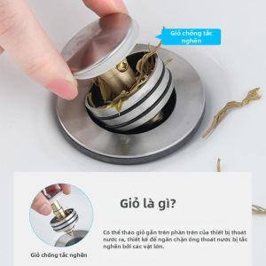 Ống Xả Chậu Rửa Inox Chống Hôi Push Pop