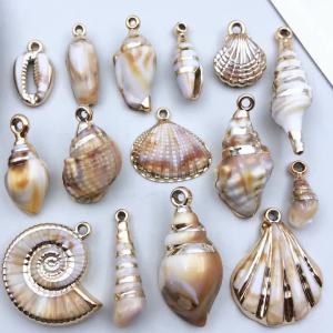 5pcs/15pcs Acrylic Golden Ocean Shell Pendant Jewelry Making DIY Keychain Earrings Charms for Jewelry Bracelets Necklace