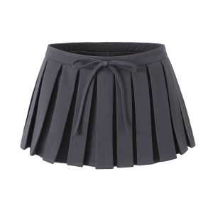 Slimming Black Pleated Mini Skirt Set with Butterfly Knot Mesh Splicing Iamgia Pure Desire Spicy Girl Street Style Low Waist A-Line Skirt