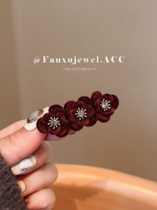 FANXU | Kẹp Tóc Hoa Đào Bằng Lụa Velvet