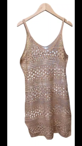 เดรสสั้นสายเดี่ยว ถักโครเชต์ ใส่คลุมบิกินี่ CN 22018