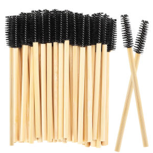 50/100 Cây Cọ Mascara Dùng Một Lần Tay Cầm Tre Cọ Mi Dụng Cụ Dán Mi Giả & Cọ Chải Lông Mày Dụng Cụ Trang Điểm